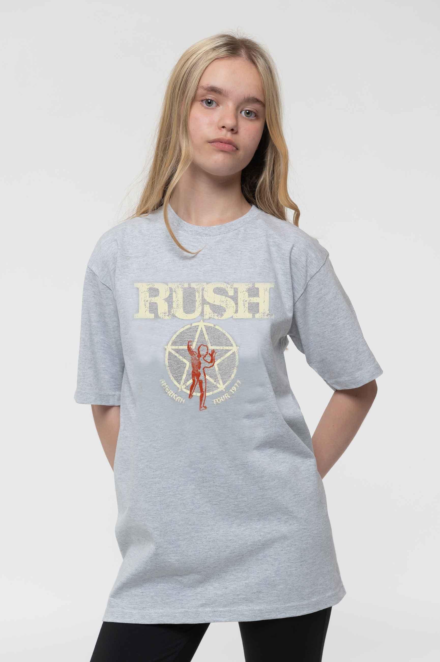 Футболка Американского тура 1977 года Rush, серый 2022 new bad bunny el ulitimo tour del mundo tour north american tour double sided print hoodie men hip hop hoodies cotton tops