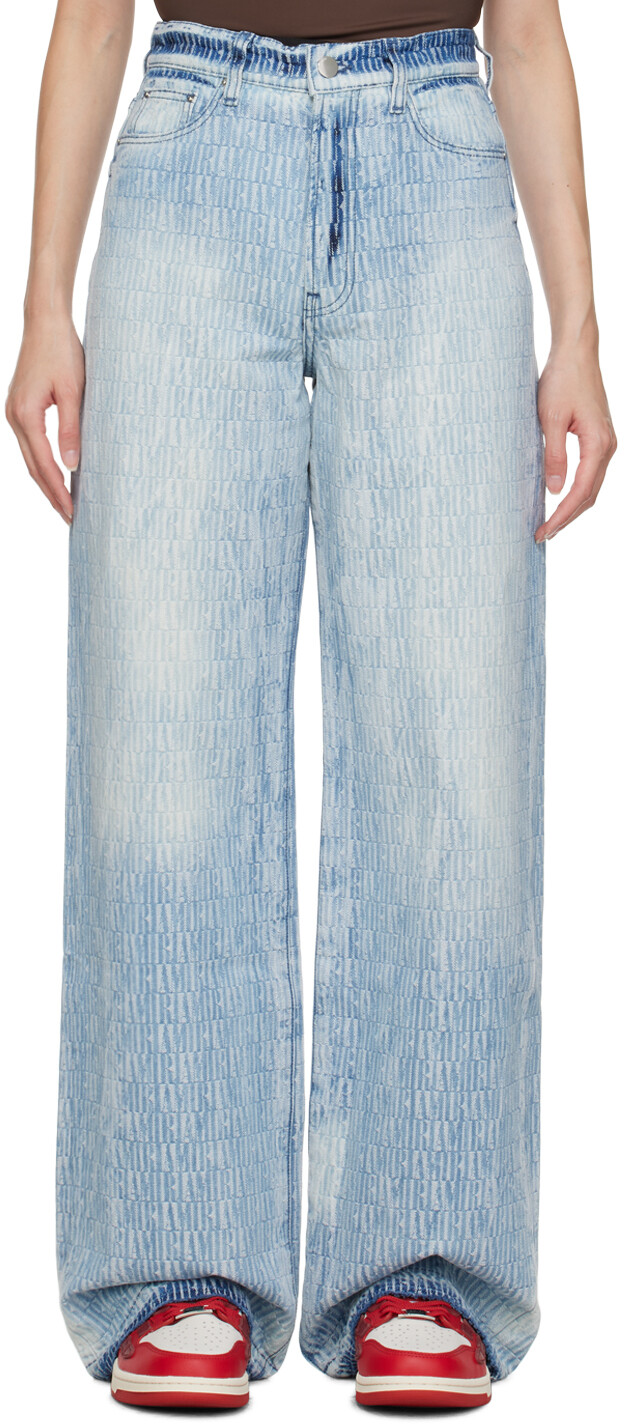 

AMIRI Жаккардовые джинсы цвета индиго