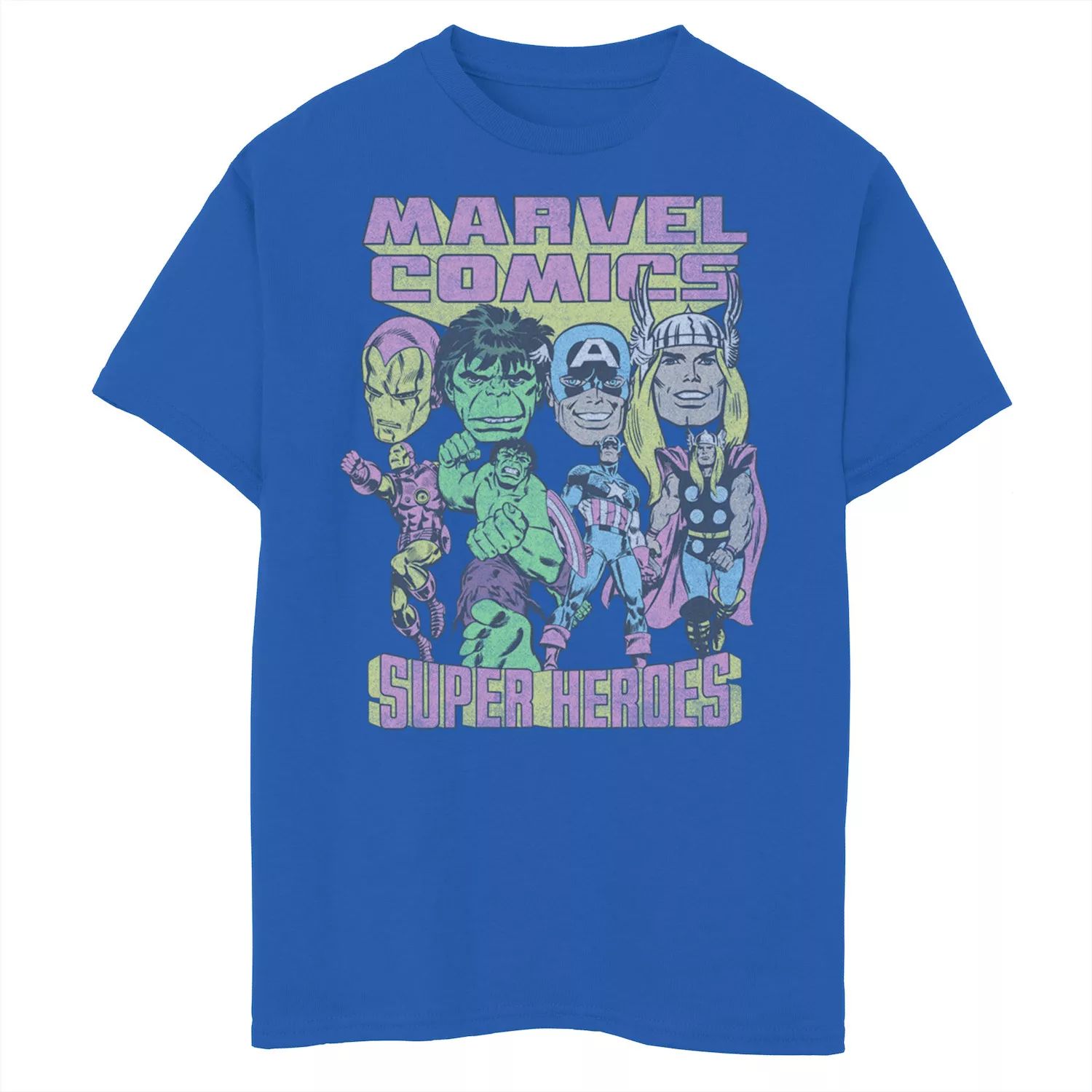 Винтажная футболка с портретом и портретом для мальчиков 8–20 лет с изображением супергероев Marvel Comics Licensed Character