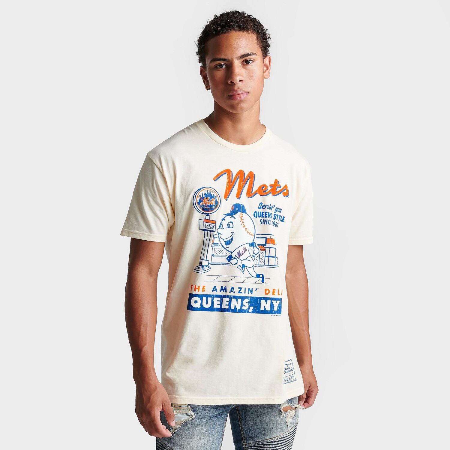 

Мужская футболка с рисунком Mitchell & Ness New York Mets MLB Deli, кремовый