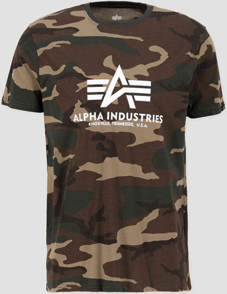 Базовая камуфляжная футболка Alpha Industries, камуфляж базовая футболка ml alpha industries серо голубой