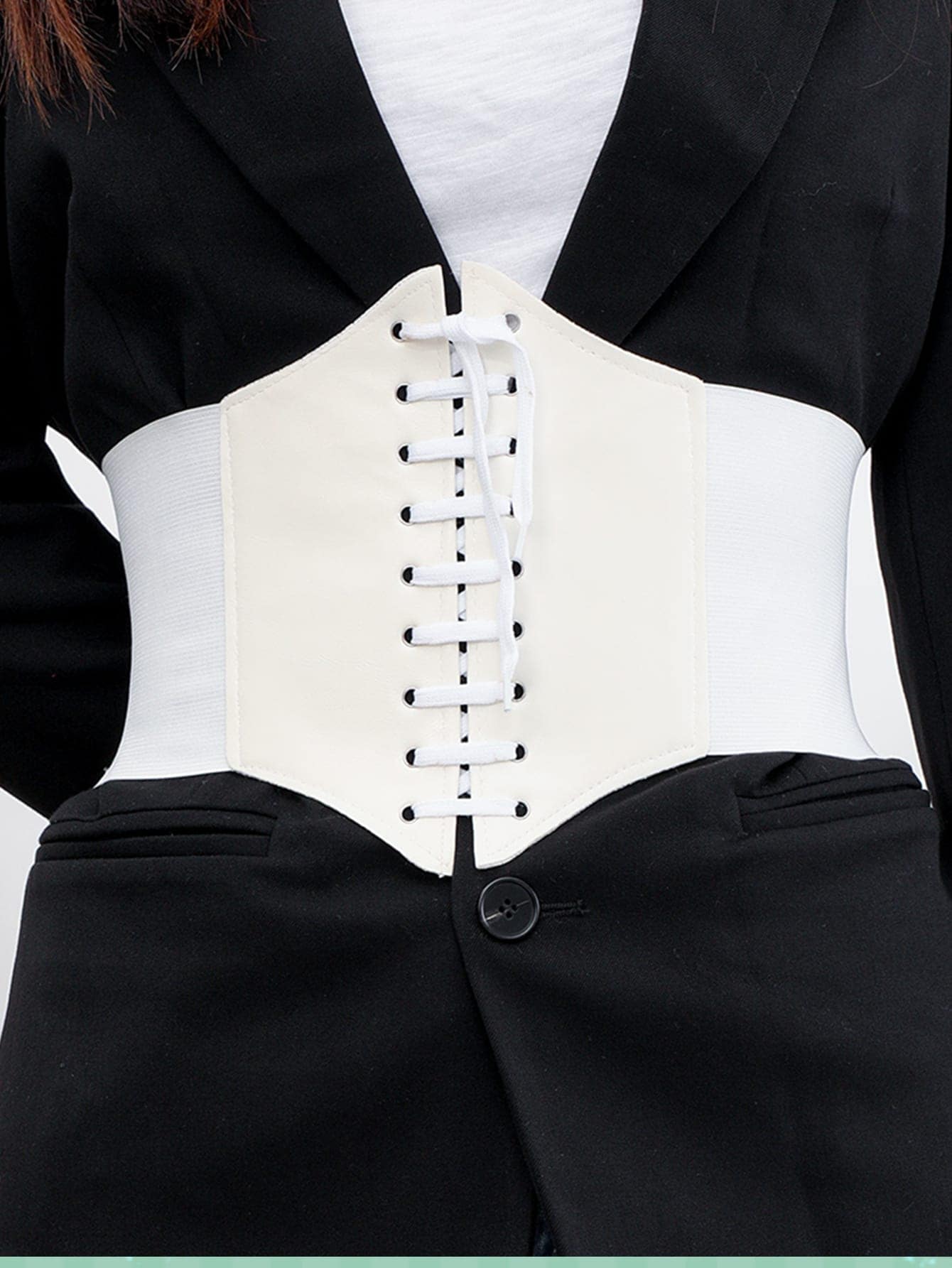 1 шт. женский черный корсет на шнуровке для украшения платья, белый