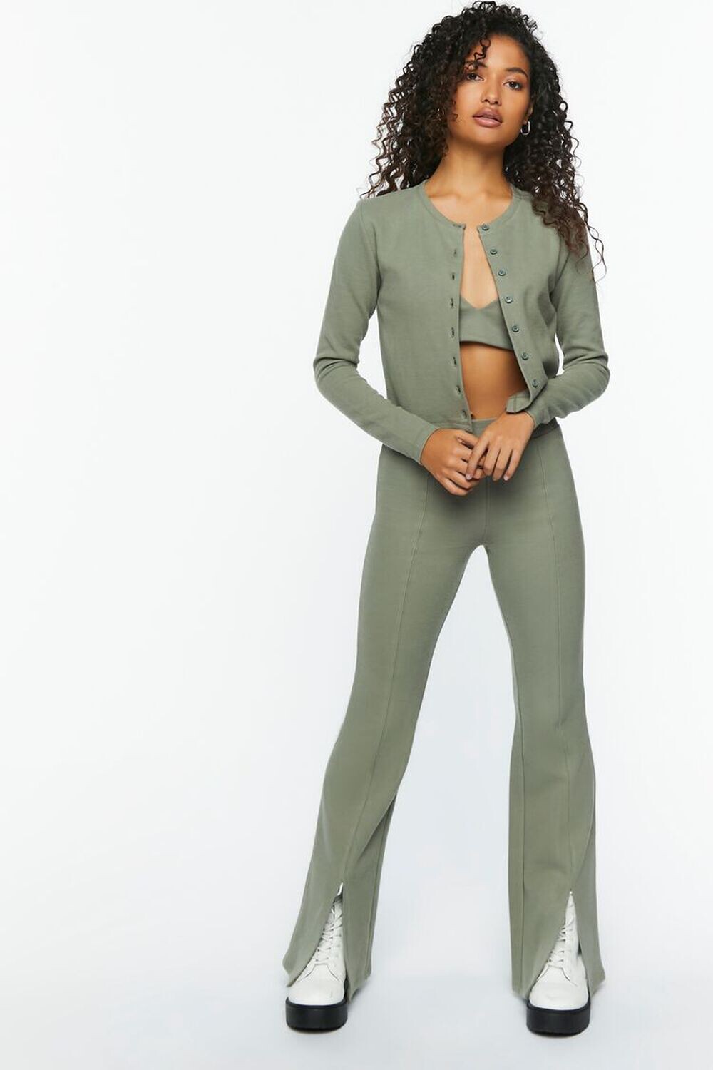 

Брюки-клеш из трикотажного свитера Forever 21, зеленый