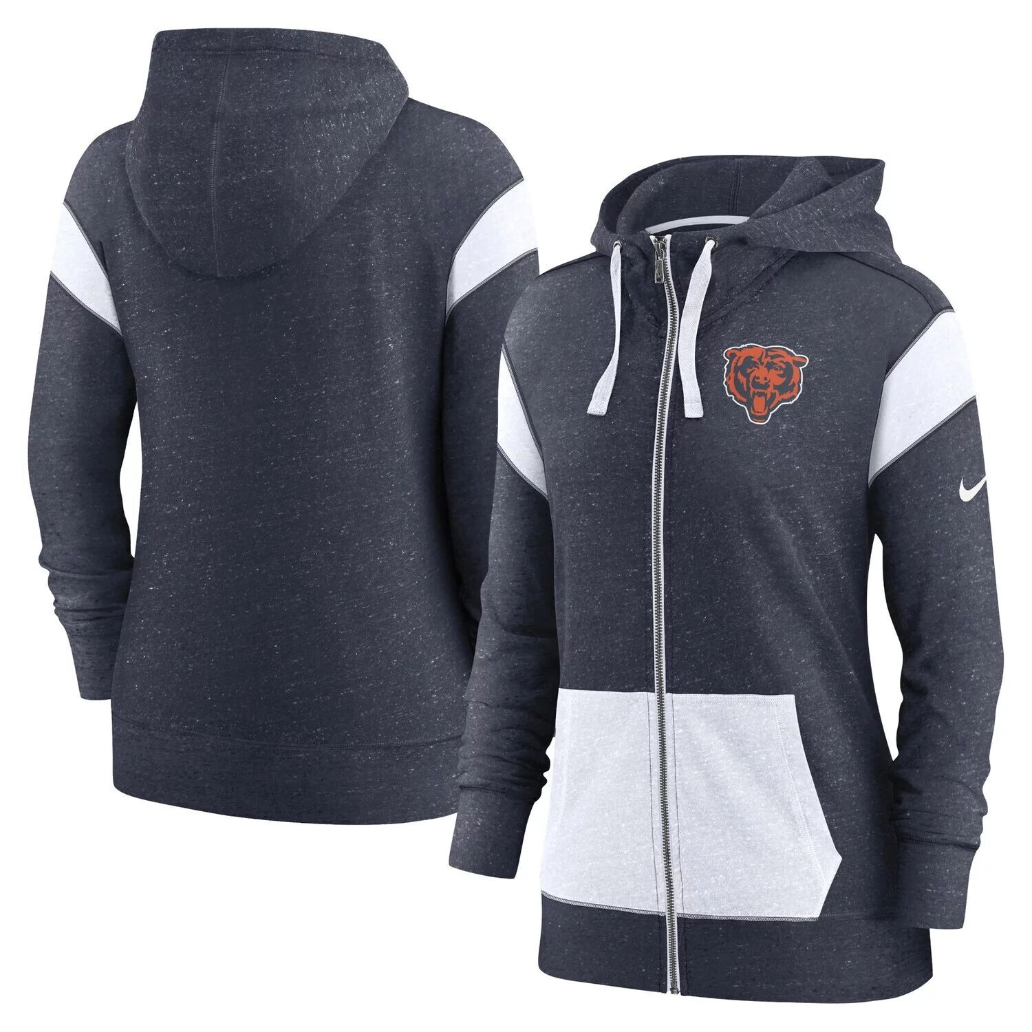 

Женская худи с молнией во всю длину Nike Navy/White Chicago Bears Monaco Nike