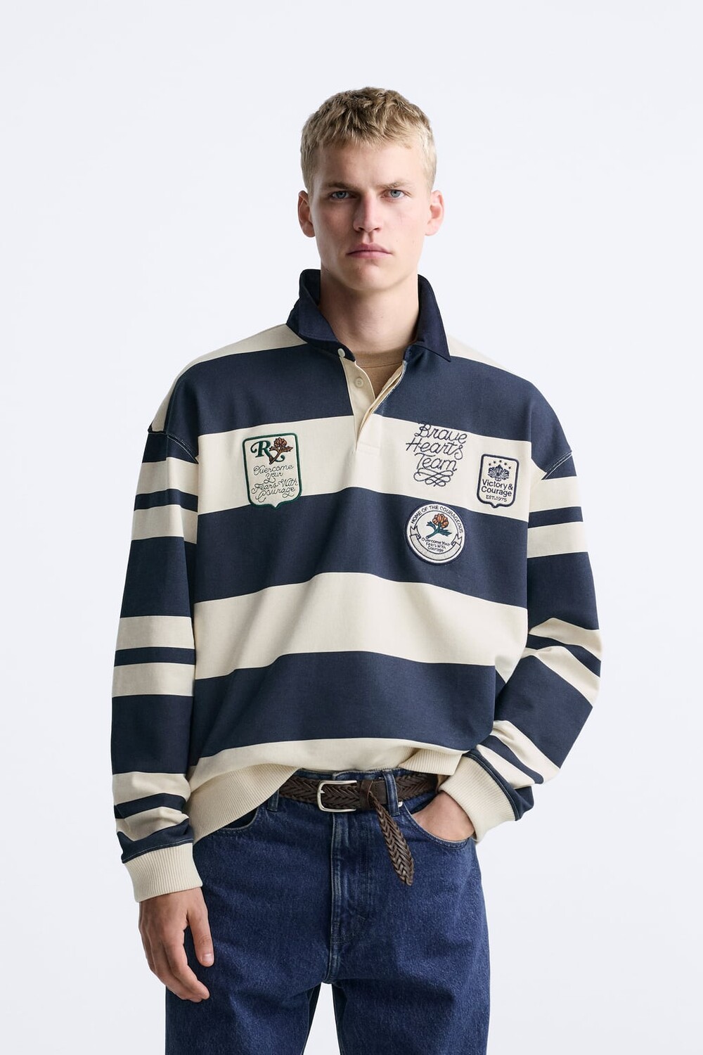 

Худи с контрастными вставками ZARA, экру