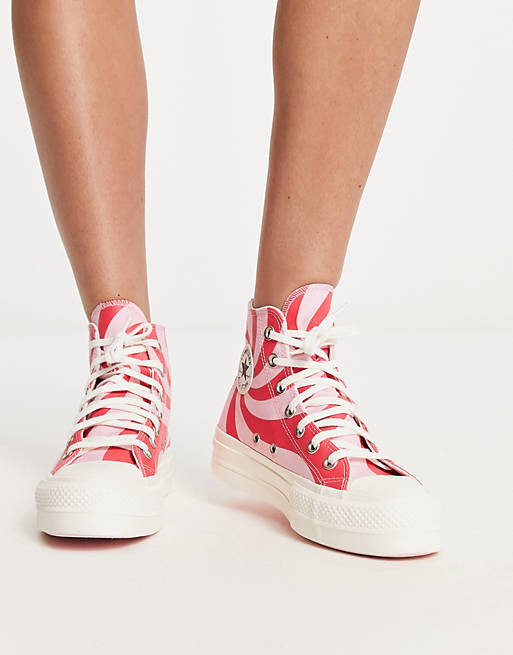 

Розовые кроссовки на платформе с завитками Converse Chuck Taylor All Star Lift Hi