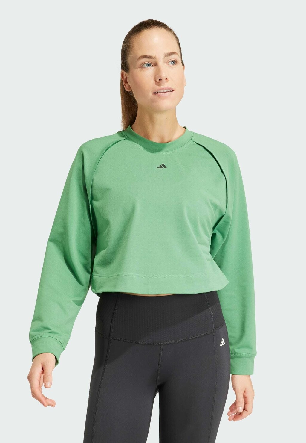

Топ с длинными рукавами adidas Performance POWER HIDDEN RACERBACK OVERLAY COVER UP, preloved зеленый черный