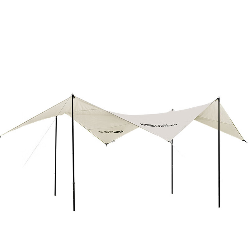 

Mobi Garden Era Square Canopy Открытый кемпинг Непромокаемый и солнцезащитный тент из хлопчатобумажной ткани Большой космический тент цвета слоновой кости (столб не входит в комплект)
