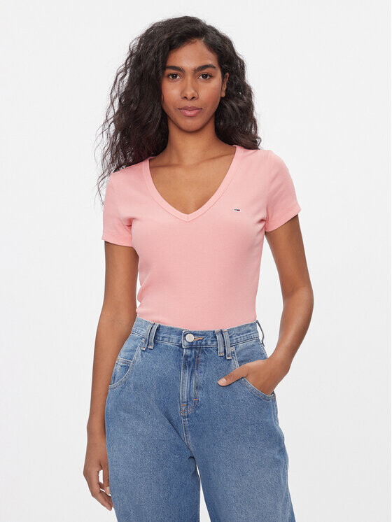 

Футболка узкого кроя Tommy Jeans, розовый