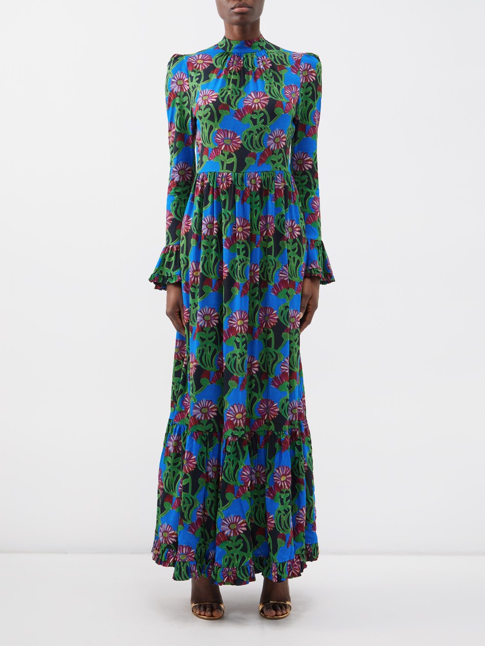 Платье макси visconti из крепа с цветочным принтом La DoubleJ, мультиколор цена и фото