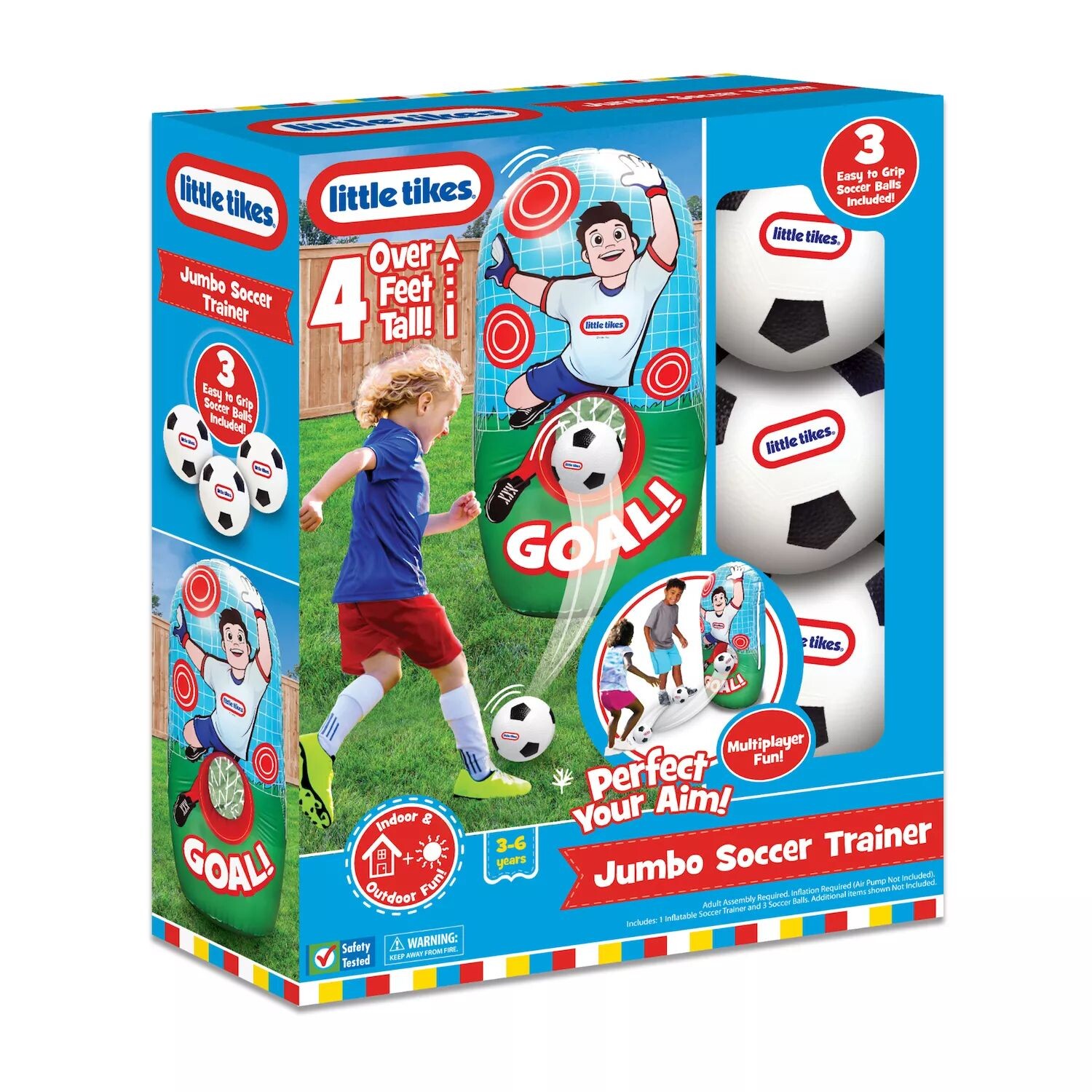 

Футбольный тренер Little Tikes Jumbo для детей с надувным тренером и 3 футбольными мячами Little Tikes