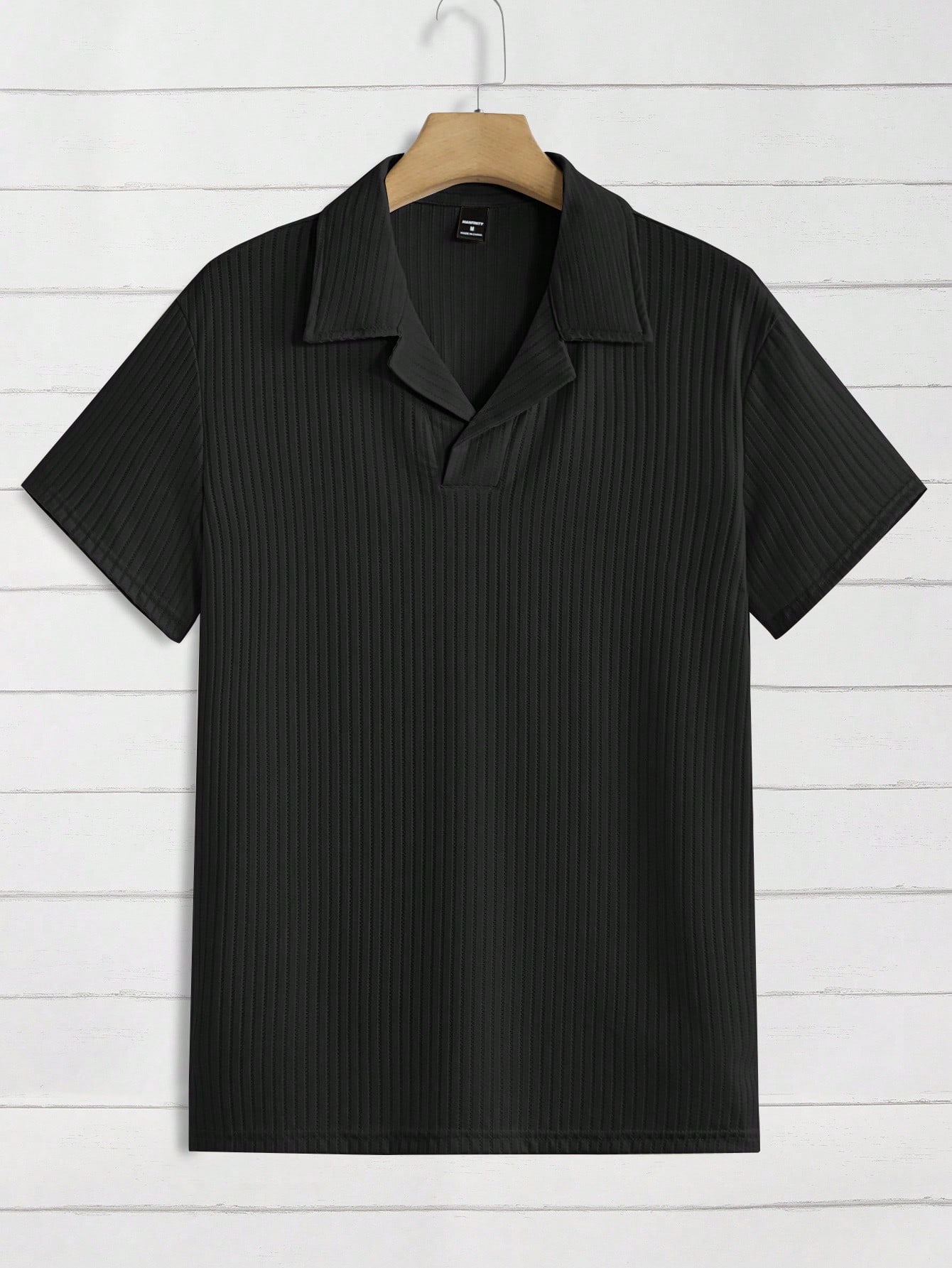Мужская однотонная повседневная трикотажная рубашка в рубчик Manfinity Hypemode, черный цена и фото