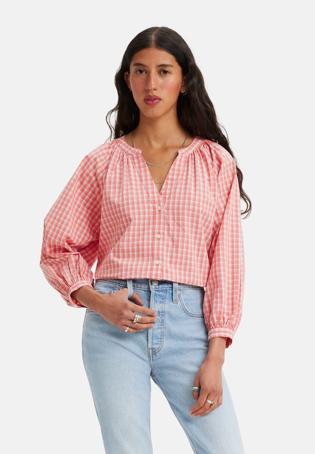 

Блузка Levi's LAINEY PLA, цвет mona plaid terra cot