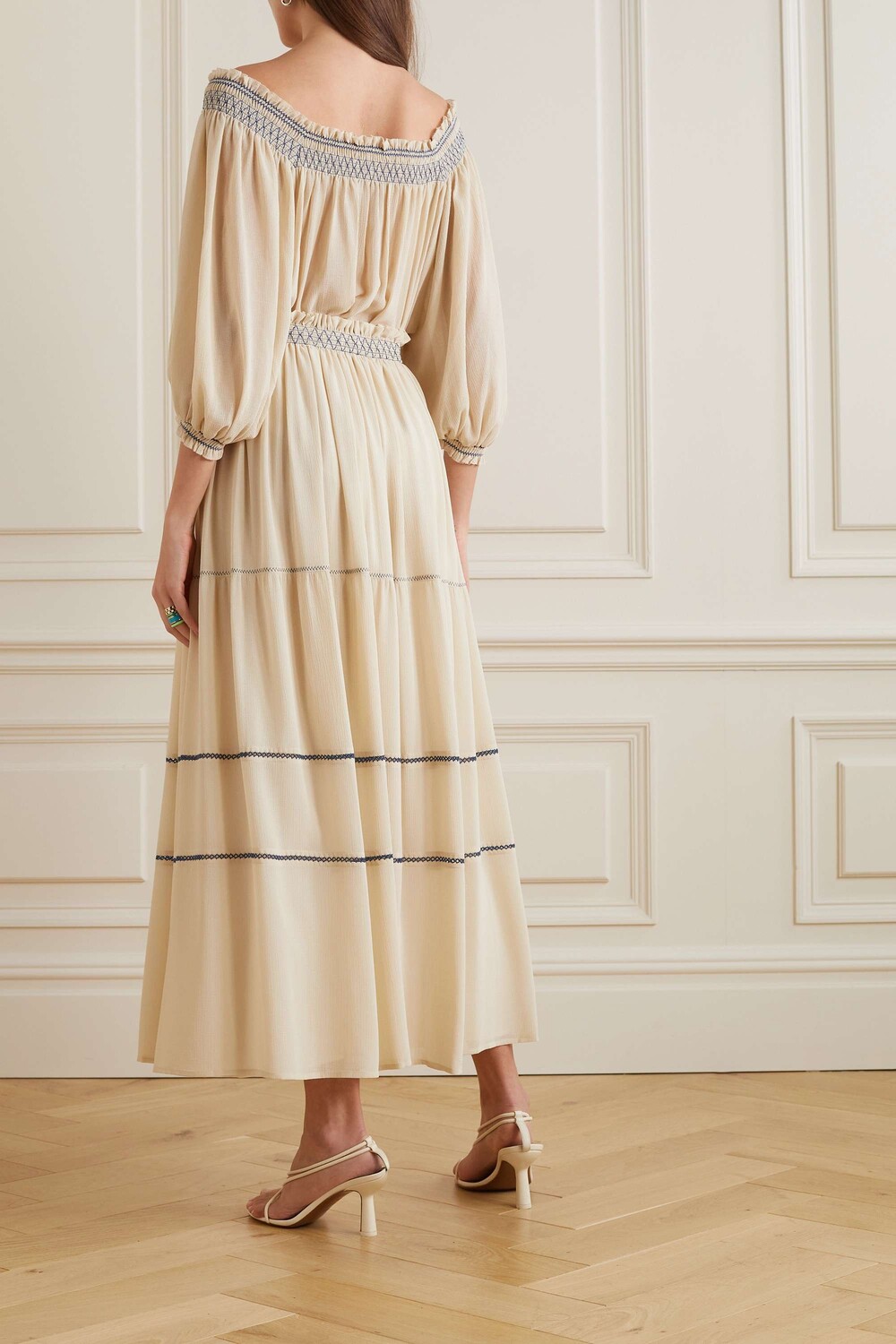 

SEE BY CHLOÉ Юбка макси из жоржета с вышивкой, кремовый