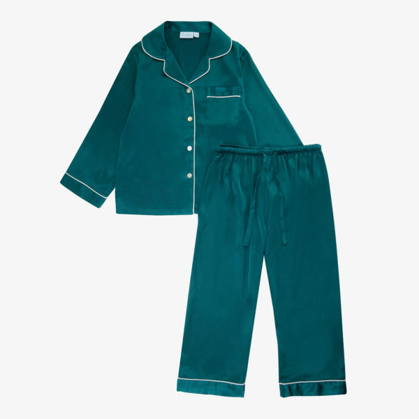 цена Атласный пижамный комплект свободного кроя для детей 2–11 лет Mini Lunn, зеленый