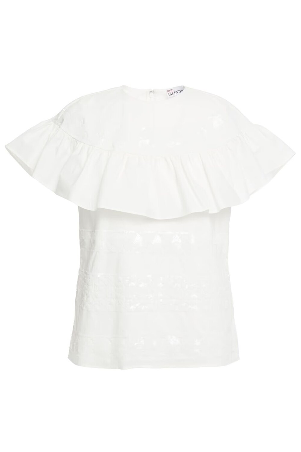 

Топ из хлопкового поплина с оборками и пайетками Redvalentino, белый