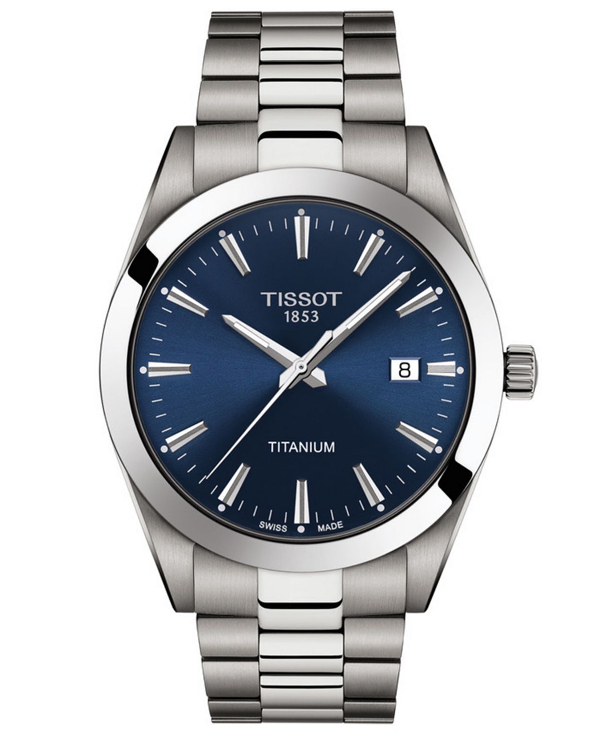 

Мужские швейцарские часы Gentleman серого цвета с титановым браслетом, 40 мм Tissot