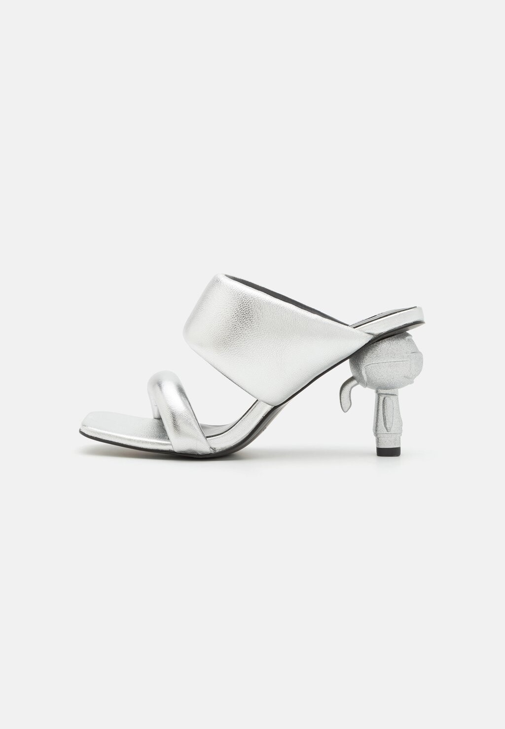 

Мюли на каблуке KARL LAGERFELD IKON HEEL PADDED 2 STRAP, серебристый