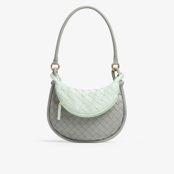 

Маленькая кожаная сумка через плечо Gemelli Bottega Veneta, цвет agg-gl/agg-mb