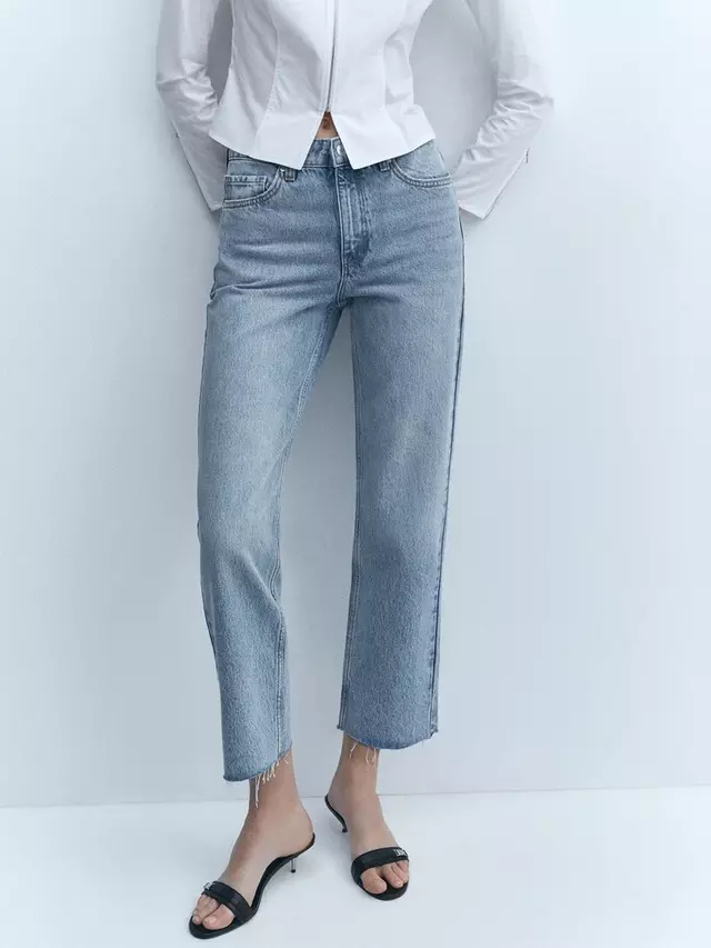 

Джинсы Mango Blanca Straight Cropped, цвет light/blue