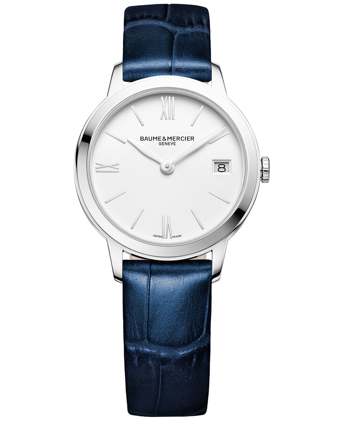 Женские швейцарские часы Classima с синим кожаным ремешком 31 мм M0A10353 Baume & Mercier, синий