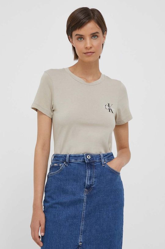 Комплект хлопковых футболок , 2 шт. Calvin Klein Jeans, бежевый