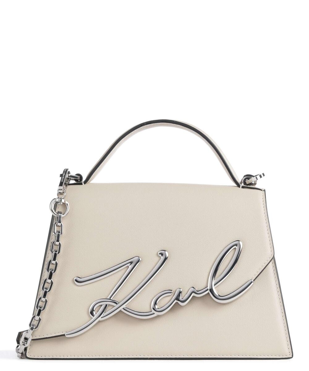 

Сумка Signature Medium из мелкозернистой яловой кожи Karl Lagerfeld, бежевый