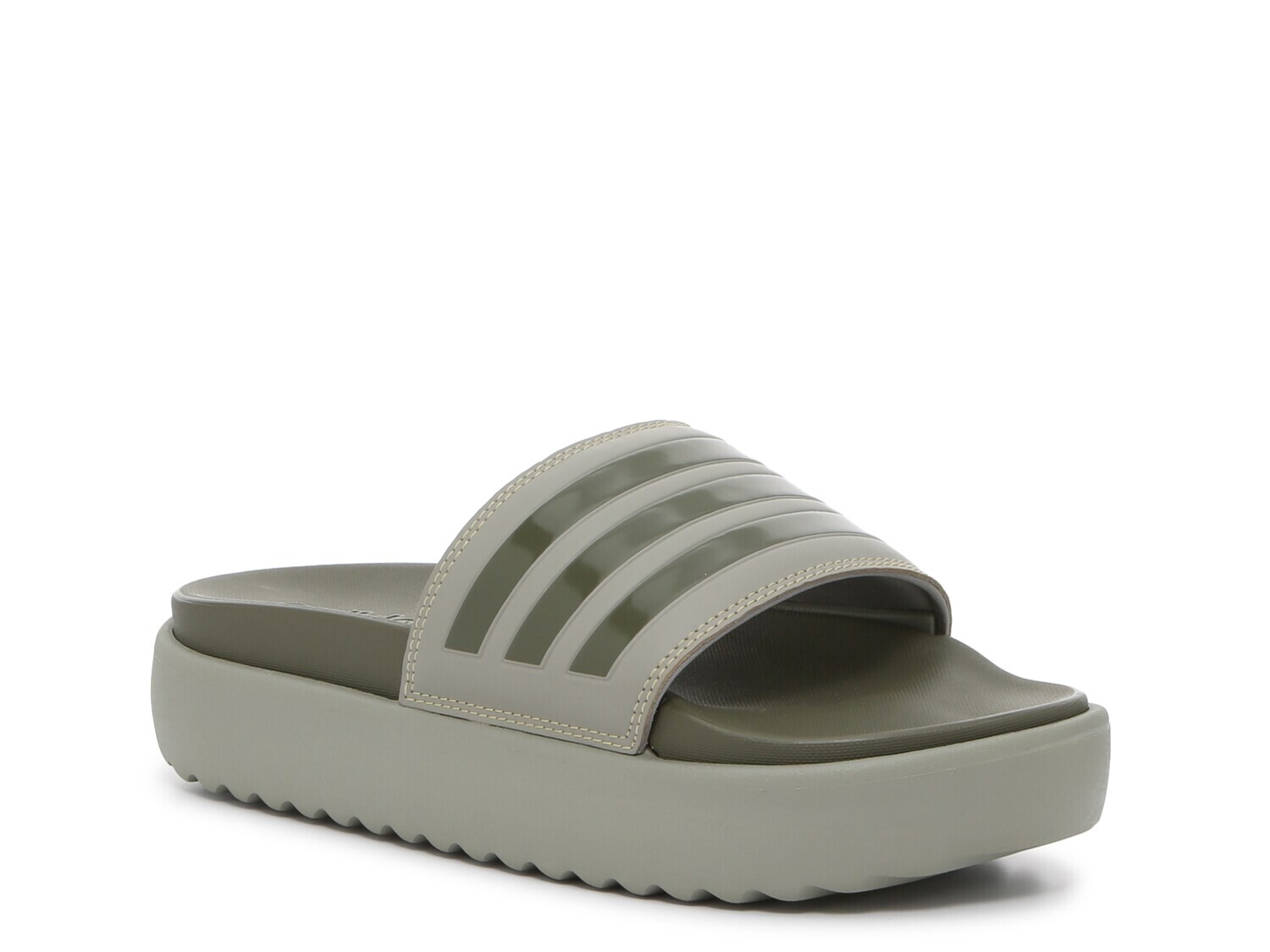 

Шлепанцы Adidas Adilette на платформе, хаки / серый