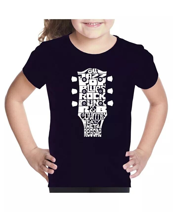 

Футболка Girl's Word Art - Музыкальные жанры Guitar Head La Pop Art, черный