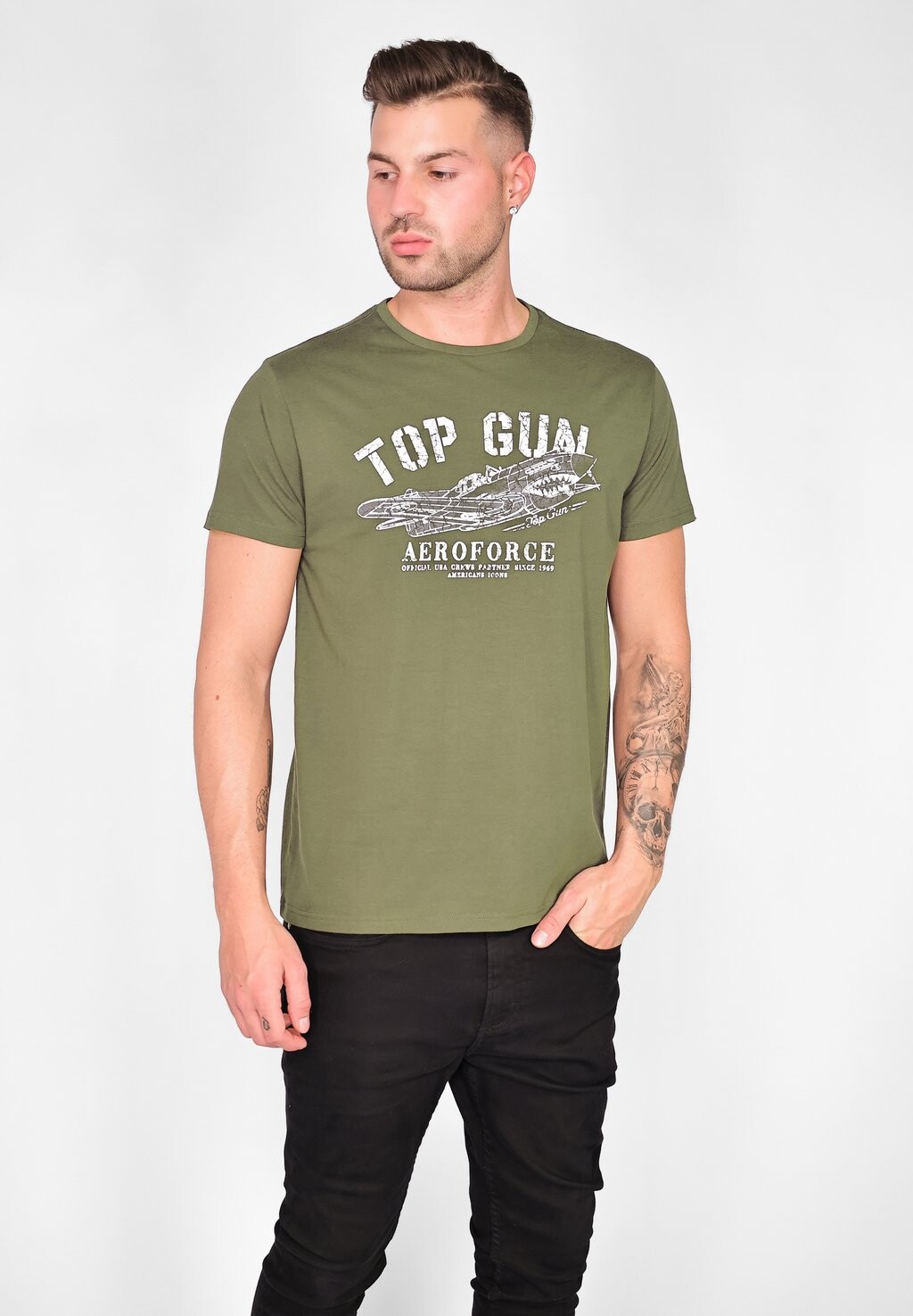 

Футболка с принтом TOP GUN, оливковый, Зеленый
