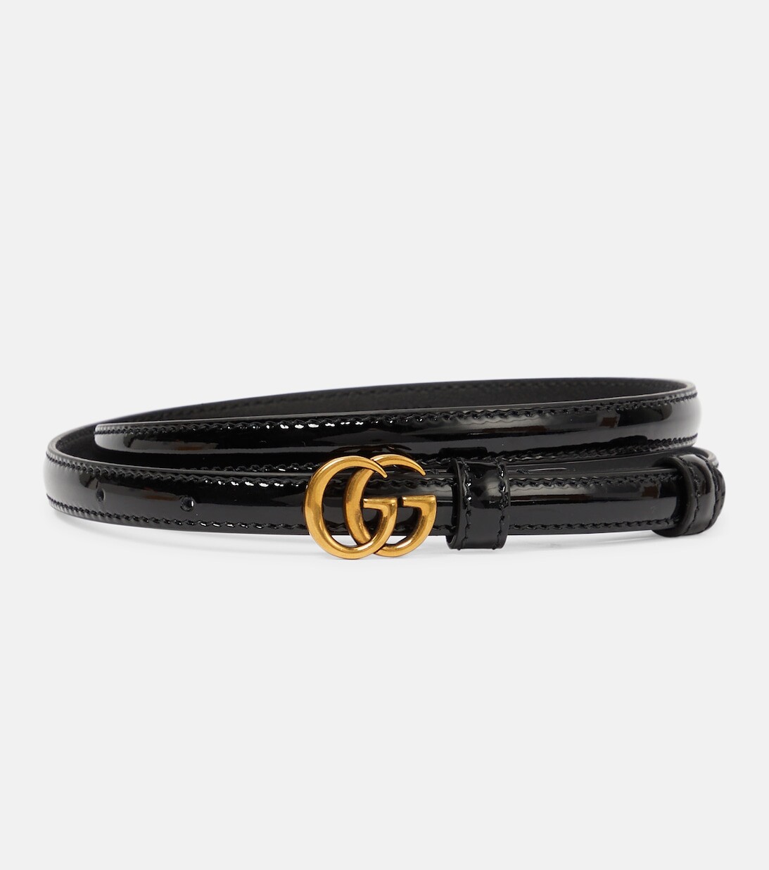 

Ремень из лакированной кожи с узором GG Gucci, черный