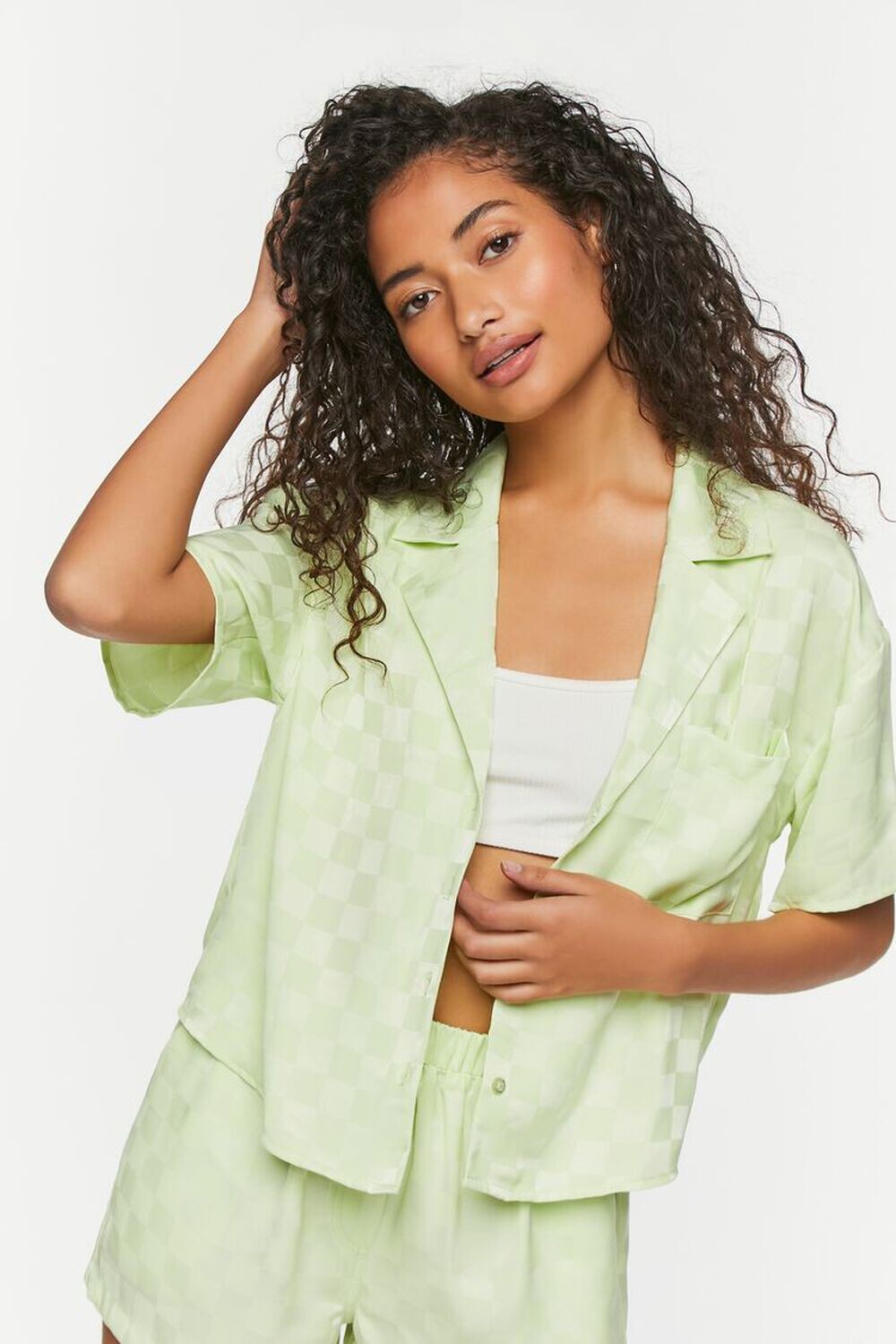 

Рубашка с короткими рукавами в жаккардовую клетку Forever 21