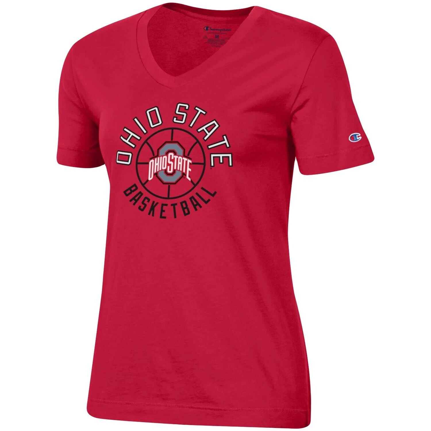 

Женская баскетбольная футболка с v-образным вырезом Champion Scarlet Ohio State Buckeyes Champion