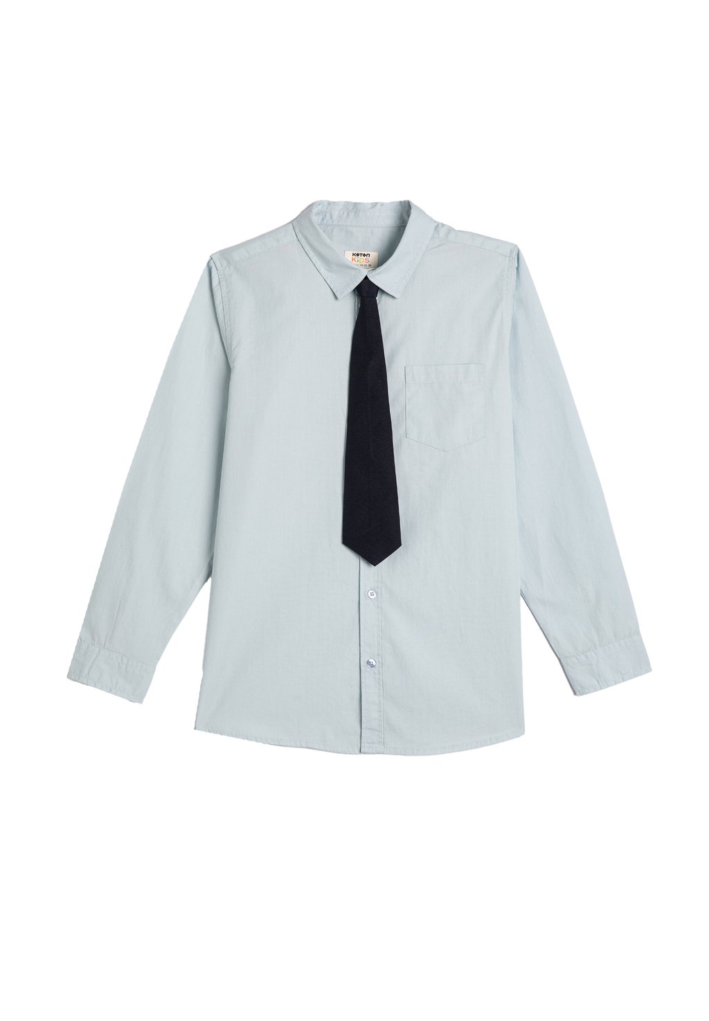 Рубашка NECKTIE DETAIL LONG SLEEVE COTTON CLASSIC NECK Koton, цвет blue