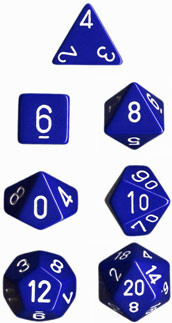 

Аксессуары Chessex Chessex Dice Set: Opaque Blue w/White (7)