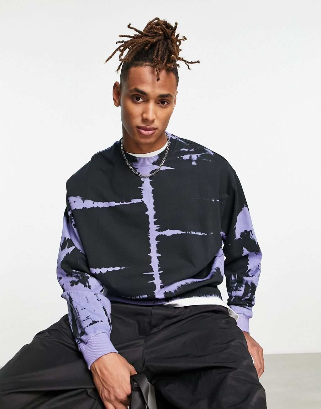 

Толстовка оверсайз фиолетового и черного цветов ASOS DESIGN, Черный