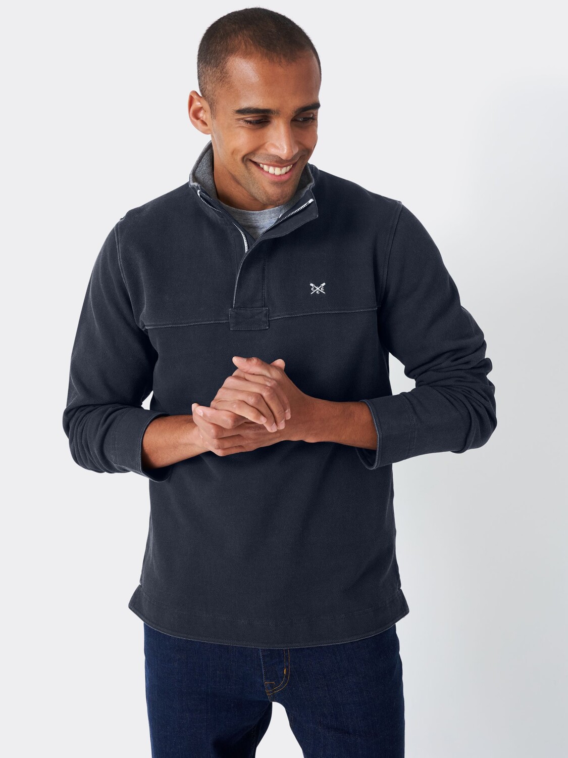 

Толстовка с длинными рукавами Padstow Pique Crew Clothing, темно-синий