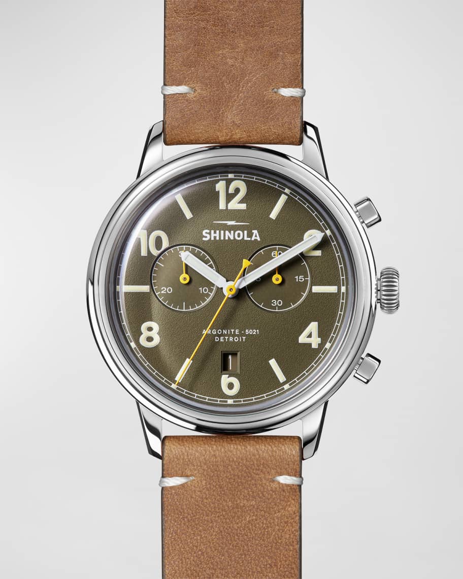 

Мужские кожаные часы с хронографом Traveller, 42 мм Shinola