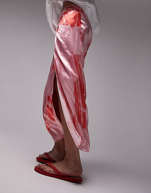 Разноцветная юбка миди с цветочным принтом Topshop