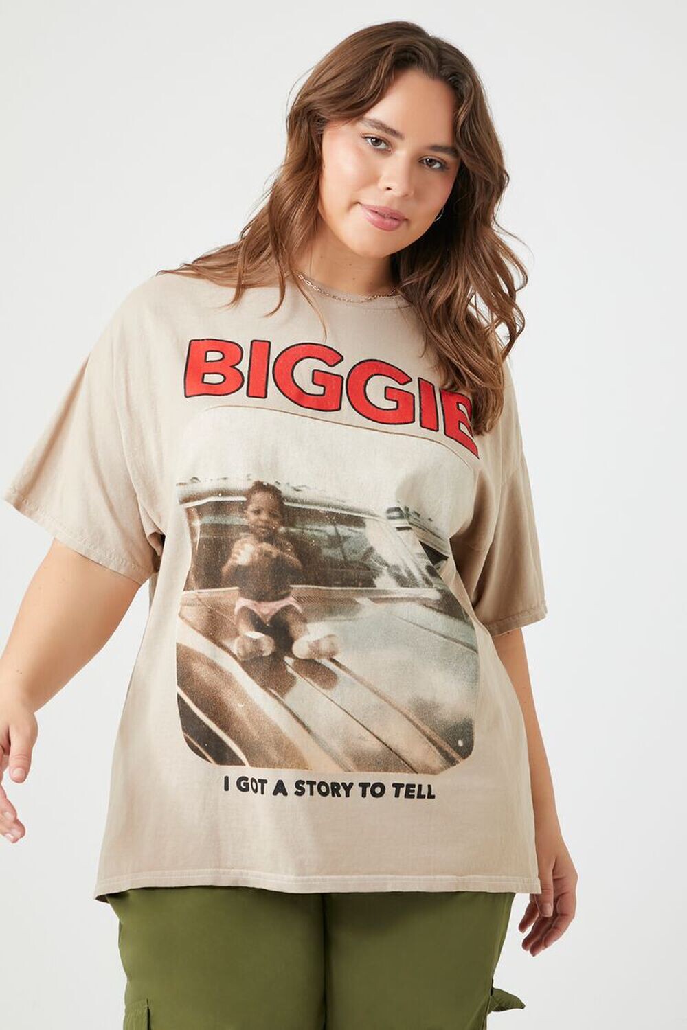 

Футболка с рисунком Biggie Smalls больших размеров Forever 21, коричневый