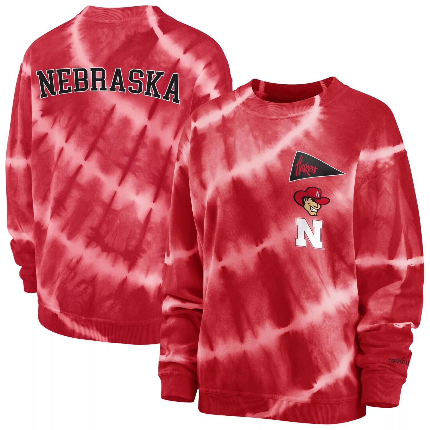 

Женская одежда от Erin Andrews Scarlet Nebraska Huskers Толстовка с круглым вырезом и принтом тай-дай