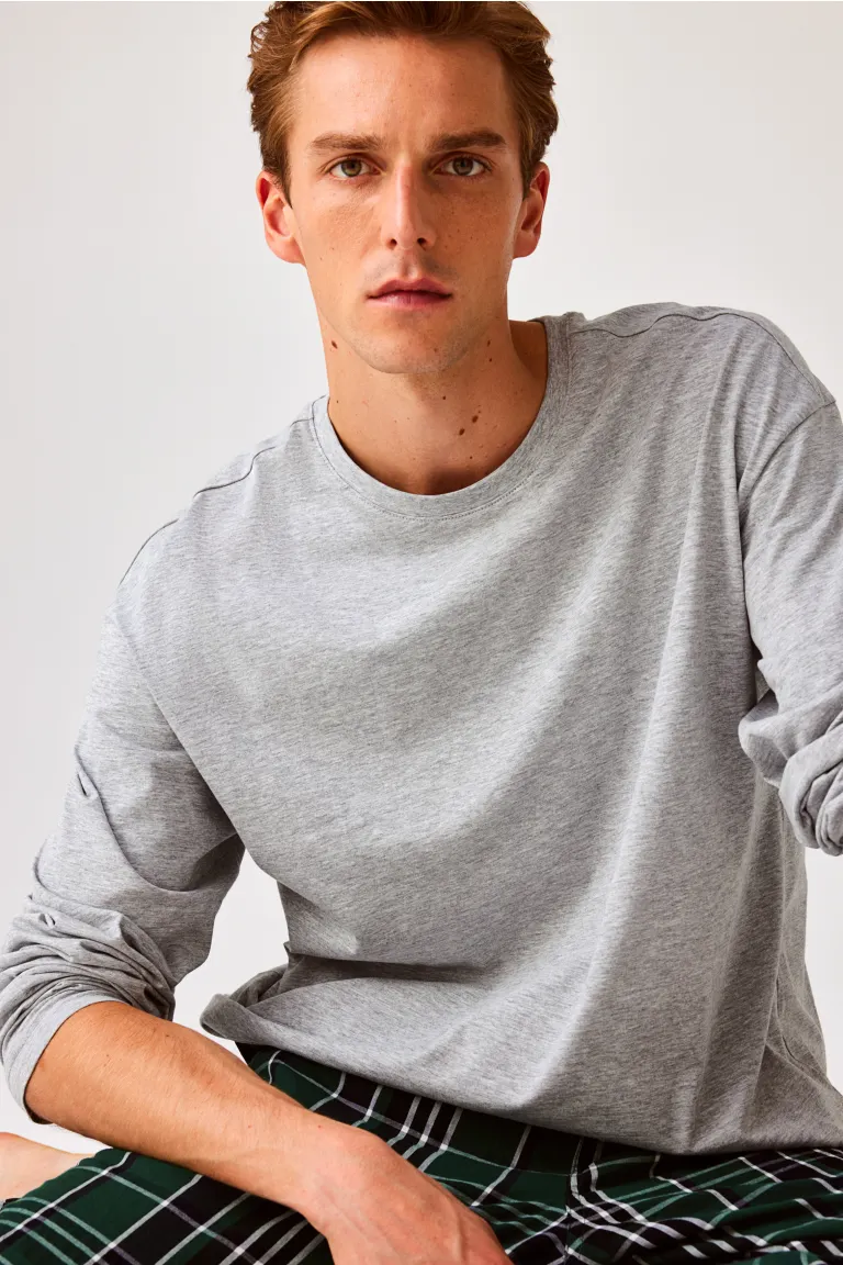 

Хлопковая пижама свободного кроя H&M, серый