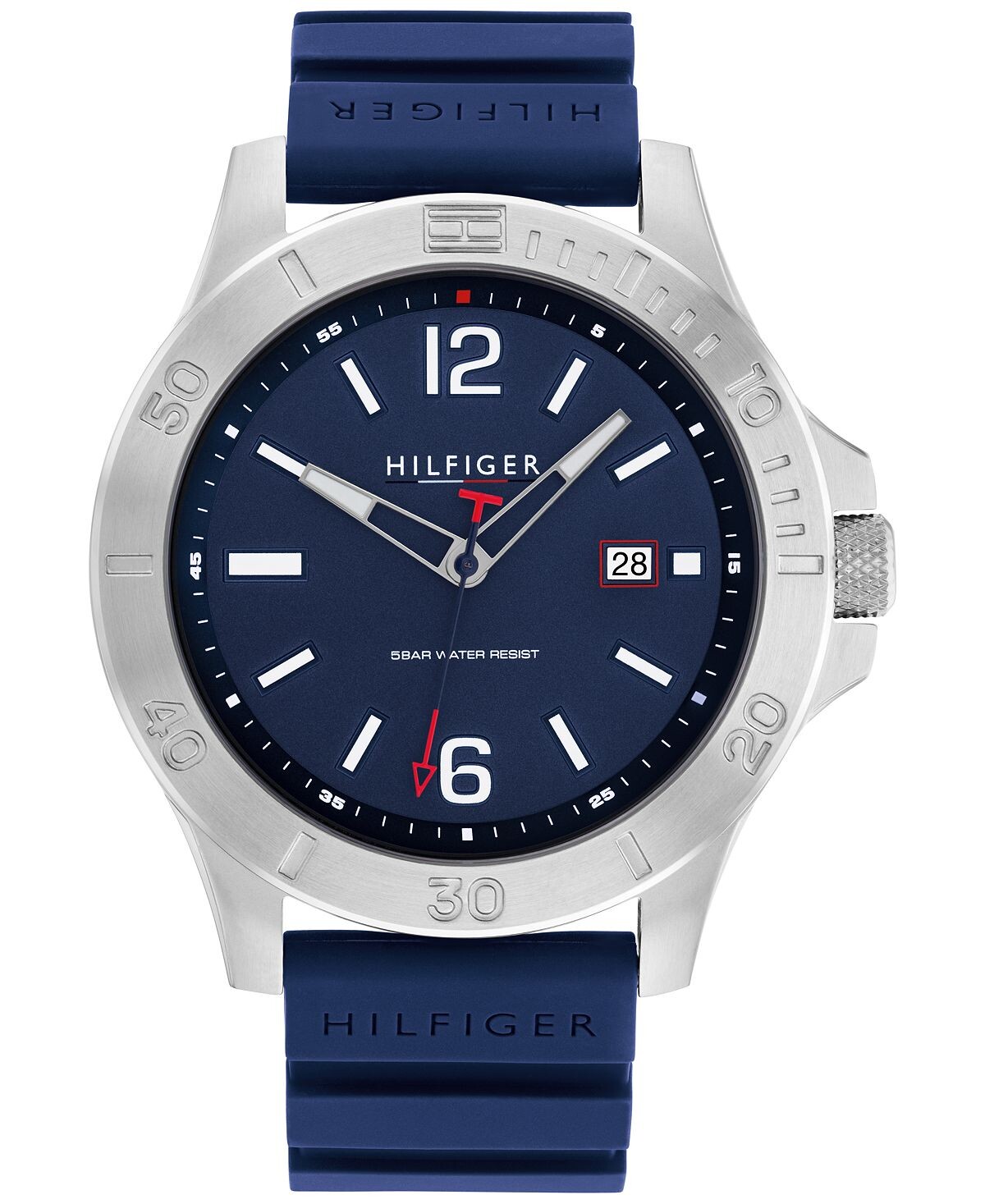 

Мужские часы с синим силиконовым ремешком, 46 мм Tommy Hilfiger