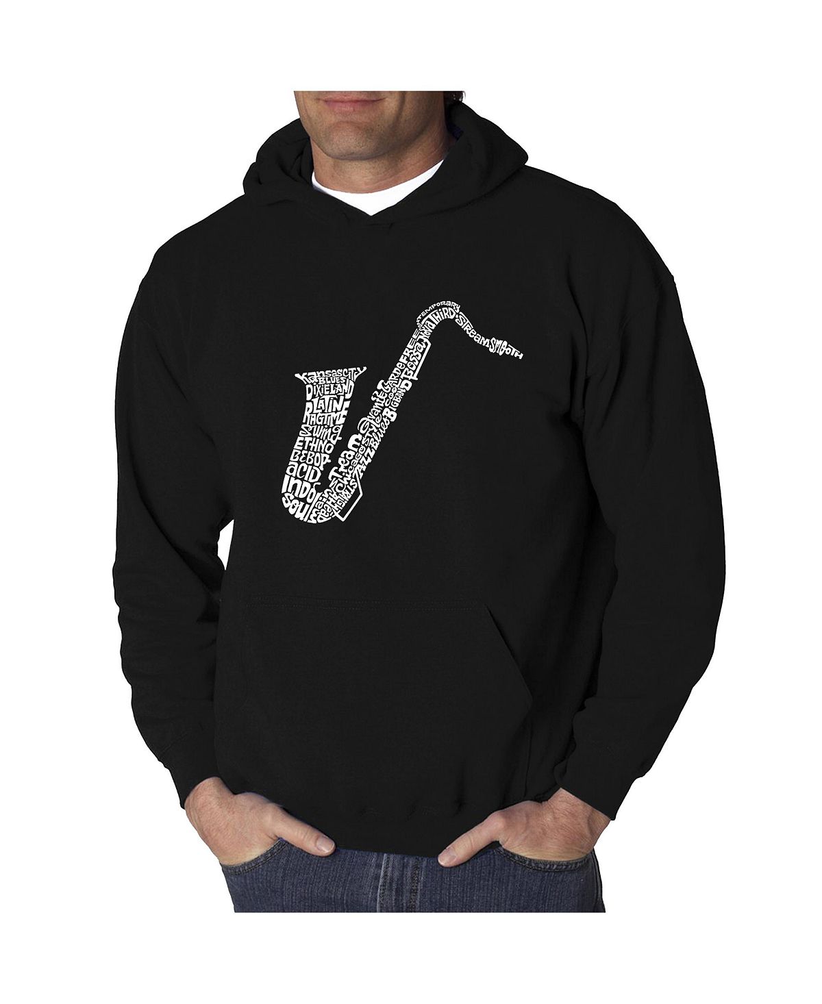 Мужская толстовка с капюшоном Word Art - Саксофон LA Pop Art мужская футболка джаз музыкант jazz саксофон xl белый