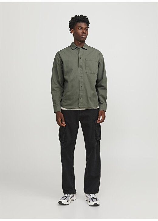 

Свободная мужская рубашка цвета хаки JCOCOLLECTIVE ZAC OVERSHIRT LS SN Jack & Jones, хаки