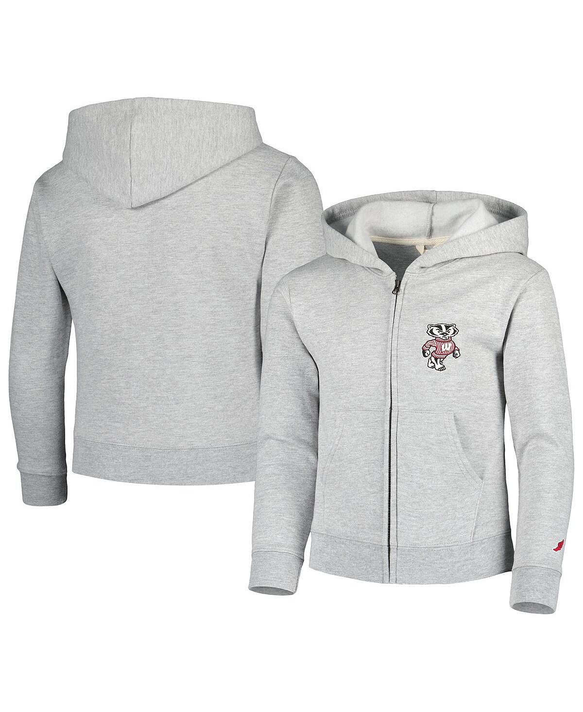 

Толстовка с молнией во всю длину Big Boys Heather Grey Wisconsin Badgers League Collegiate Wear