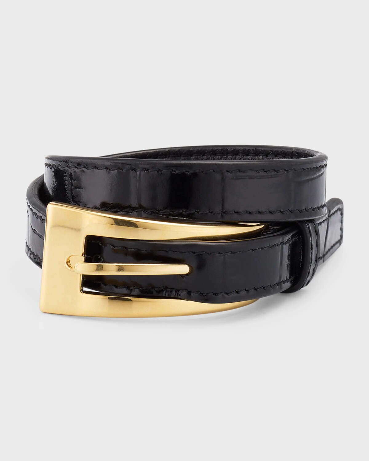 Ремень с пряжкой, двойной браслет Saint Laurent, цвет Nero