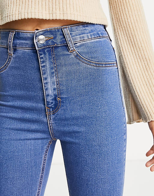

Джинсы суперскинни с завышенной талией среднего синего цвета Pull&Bear Petite
