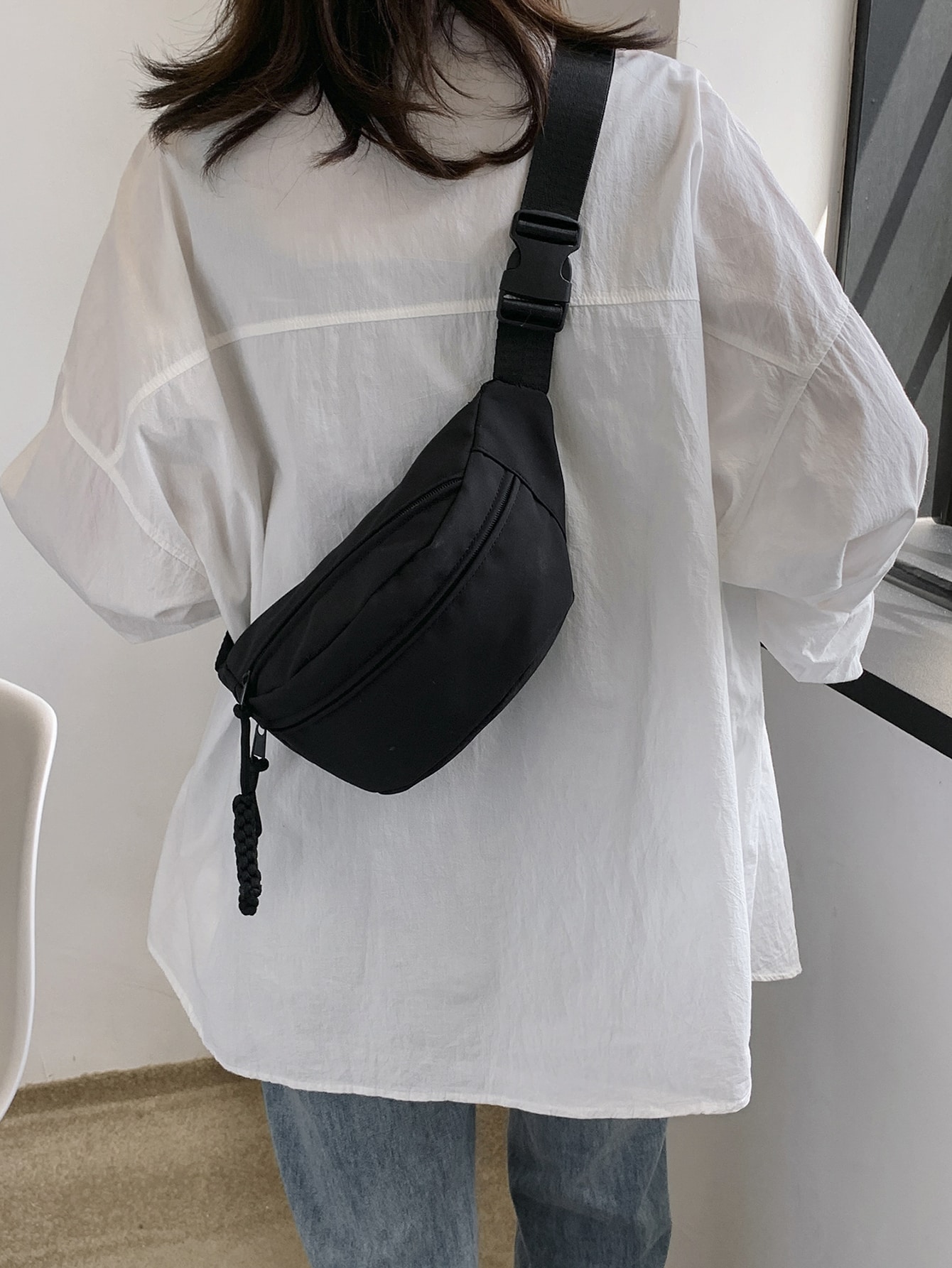 Повседневная нагрудная сумка через плечо, черный цена и фото