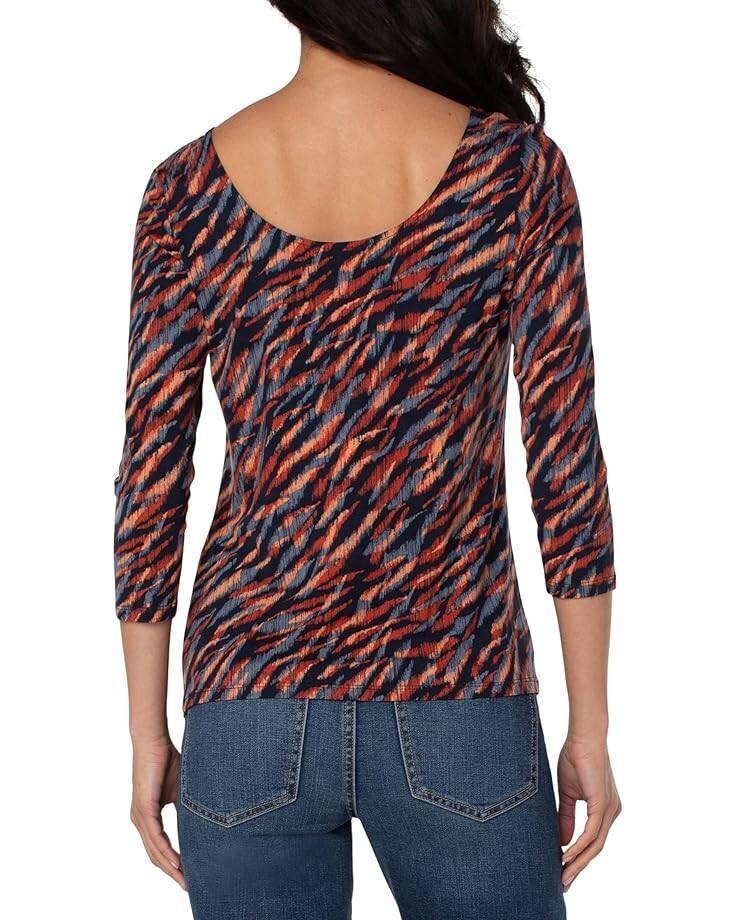 

Топ Liverpool Los Angeles Scoopback 3/4 Sleeve Knit Top, цвет Abstract Bias Tiger Print